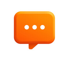 Fototapeta premium Orange chat bubble icon minimalist design three dots message indicator modern communication symbol transparent background