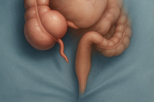 Human Colon Anatomy, Medical Illustration of Intestine Structure and Health, Illustration