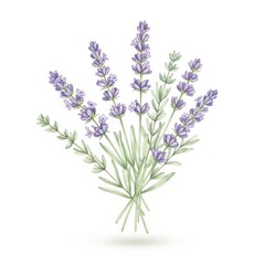 Naklejka premium A detailed illustration of a lavender bouquet, showcasing its beautiful purple flowers and green stems, symbolizing tranquility and nature.