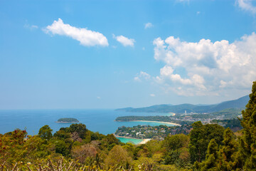 Top view of Phuket. Patong Beach, Karon Beach, Kata Beach, Taken from Karon Viewpoint. Located in Phuket province, southern of Thailand.