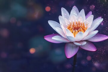 Beautiful Water Lily Blossom with Sparkling Bokeh Effect