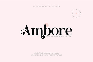 Ambore Elegant alphabet letters font and number. Classic Modern Serif Lettering Minimal Fashion. Typography decoration fonts for branding, wedding, invitations, logo.