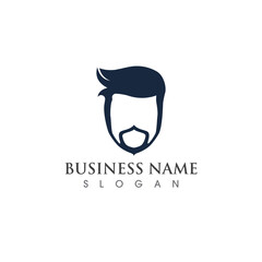 handsome man with a mustache and beard logo and symbol vector