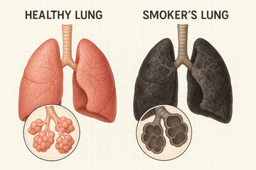 Healthy vs. Smoker's Lungs Illustration, Lung Health Awareness [Illustration]