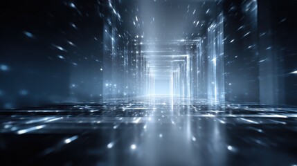Digital Realm: A futuristic, abstract tunnel of light, beckoning viewers into a world of technological advancement and digital innovation. the scene captures the essence of connectivity.