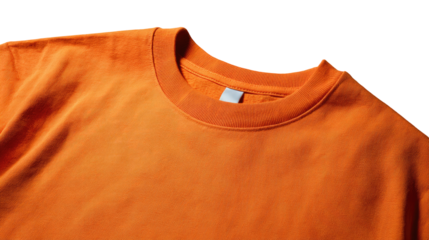 Close-up of an orange crew neck t-shirt