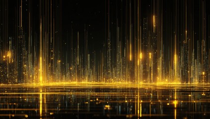Fototapeta premium Golden city skyline digital art