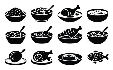 Fototapeta premium Vector art of collection of various food dishes in bowls, , showcasing diverse culinary options and dining experiences