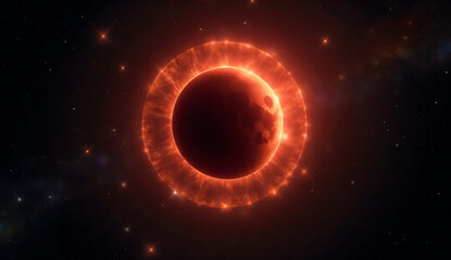 Fototapeta premium Red Moon with Starry Sky