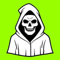 Green Death Hooded Grim Reaper Skull Glowing Red Eyes