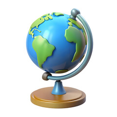 Stylized globe desktop ornament for educational purposes, transparent background