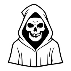 Black and White Death Hooded Grim Reaper Skull
