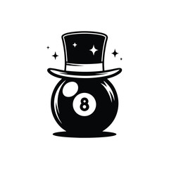 Black eight ball wearing a top hat with sparkling stars pool billiard 4