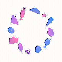 A colorful collection of flat style desserts vector illustration flip flops frame