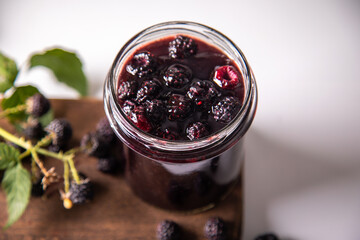 Homemade blackberry jam with fresh berries