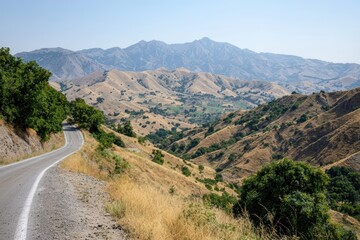Fototapeta premium Scenic Mountain Road Overlooking Breathtaking Valley Landscape