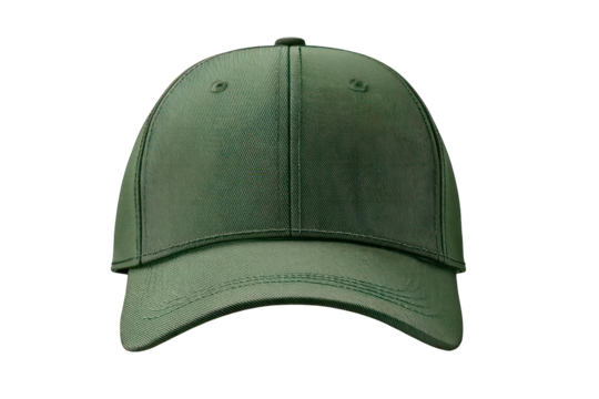 Front view of a dark olive green baseball cap