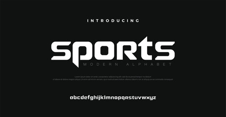 Sports modern Font with Sharp Edges and Strong Style, Perfect for Sports League Headlines, Poster and Title with Champion Theme, Team Jersey and T-short letters and numbers. Vector typeset.
