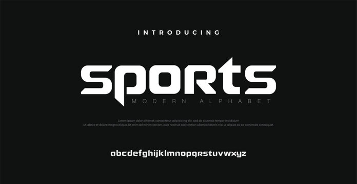 Sports modern Font with Sharp Edges and Strong Style, Perfect for Sports League Headlines, Poster and Title with Champion Theme, Team Jersey and T-short letters and numbers. Vector typeset.
