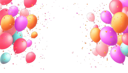 Festive balloon backdrop with confetti
