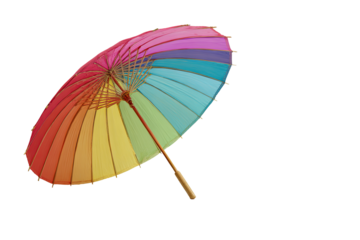 Colorful umbrella against black background