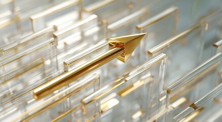 Gold arrow piercing a translucent maze