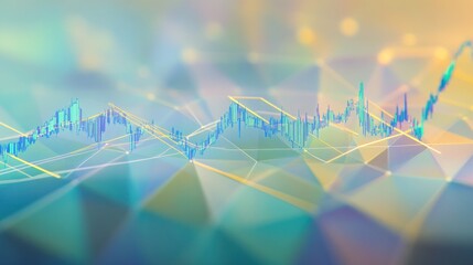 Abstract financial chart showing stock market data with geometric background design
