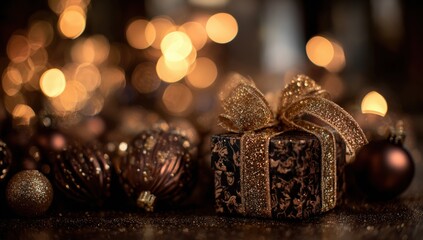 Festive Christmas gift with ornaments