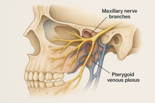 Maxillary Nerve and Pterygoid Venous Plexus Illustration