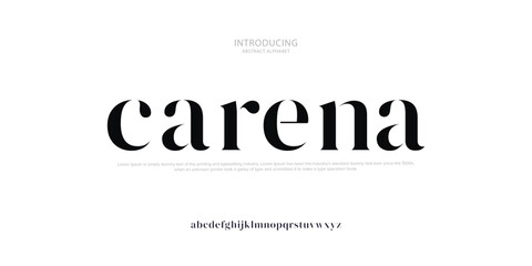 Carena Elegant alphabet letters font logo classic minimal fashion designs. Typography modern sans fonts and number for logo brand. vector illustration
