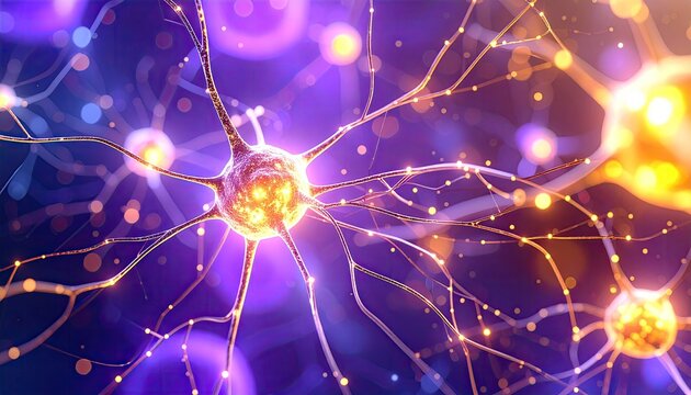 Neural network, vibrant, glowing neurons