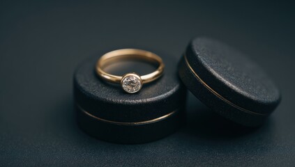 Golden ring in a black case