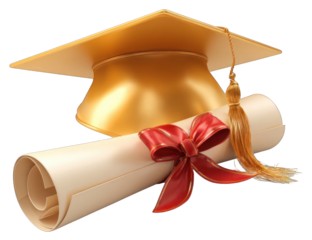 Gold graduation cap and diploma (1)