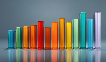 Colorful translucent bar graph on a gray background