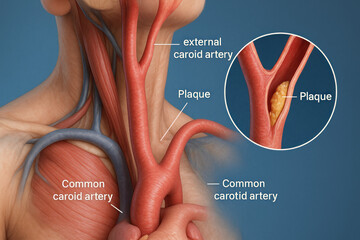 Carotid Artery Plaque Illustration - Medical Diagram of Artery Blockage [Illustration]