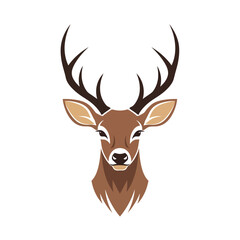 Naklejka premium A stylized illustration of a deer head with antlers on a white background in a flat design style