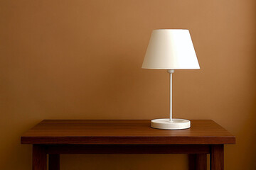 Classic Minimal Room with Dark Brown Table and White Lamp