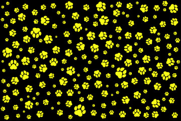 Yellow paw on a black background