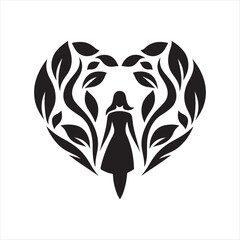 heart and people vector silhouette  outline  logo design illustration