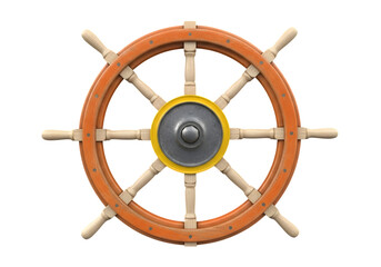 Ship steering wheel isolated on transparent background