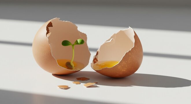    (Seimeiryoku afureru me umareta te no tamagokara yawarakana hikari) Translation: Life-filled sprout newborn eggshell soft light. AI Generated