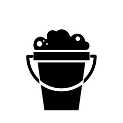 Bucket with soap foam - vector icon