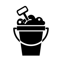 Sand bucket with shovel - vector icon