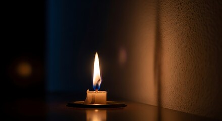 Captivating view of a wax candle burning in tranquil dark ambiance