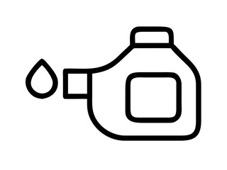 Outline drawing of a bottle with a spout and a single drop of liquid coming out of the spout design