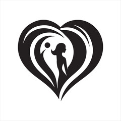 heart and people vector silhouette  outline  logo design illustration