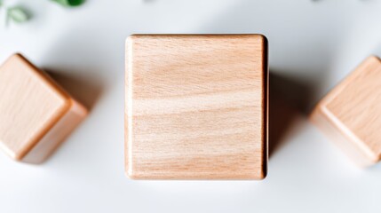 Fototapeta premium Creative assembly of wooden blocks enhances modern decor in a bright workspace setting