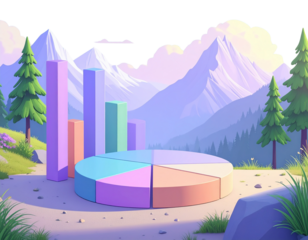 3d minimal data analysis concept. a set of pie graph and bar graph icon. 3d illustrat