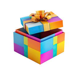Open gift box, vibrant colors