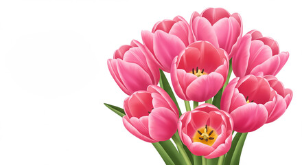 Fototapeta premium Pink tulips arranged in a bouquet for International Women's Day 